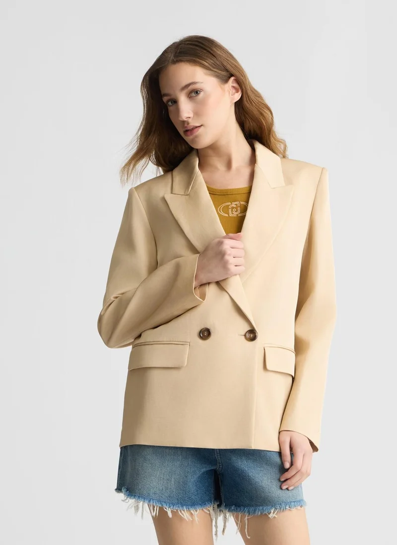 ليو جو Double-breasted beige blazer