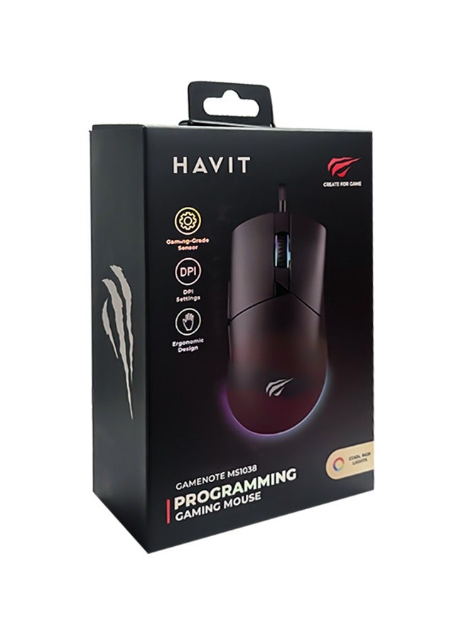 هافيت ماوس الألعاب القابل للبرمجة Havit Ms1038 مع إضاءة خلفية RGB 8000DPI - Image 4