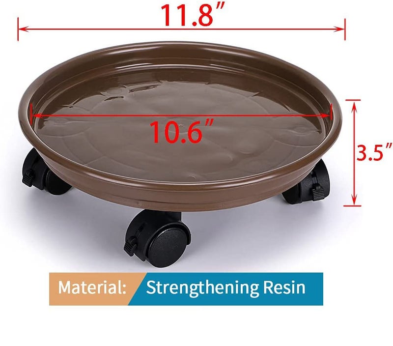 HGLCM 2Pcs Plant CaddyPlanter Pot Mover Plant Pot Pallet Dolly Caster with Universal Wheels Round Movable Planter Dolly Trolley Tray Pallet Outdoor Indoor Tree Flower Stand Planter 118 inch2pcsbrown - Image 3