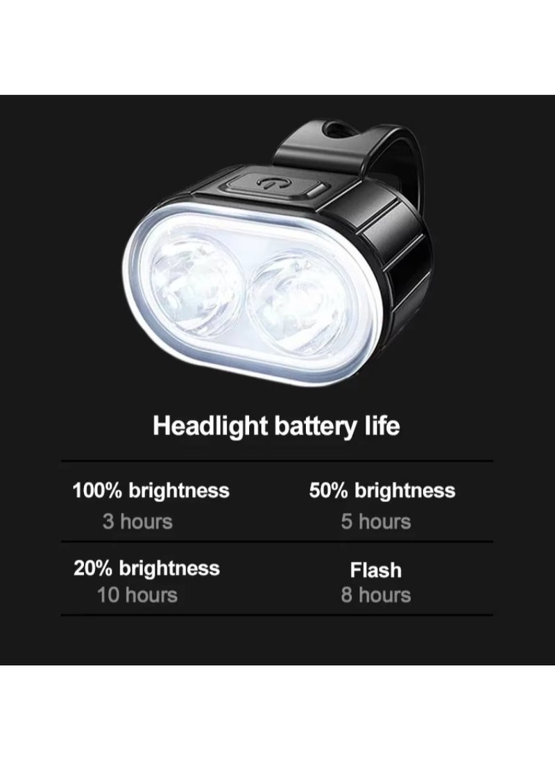Bike Light Set –USB Rechargeable， Ultra Bright Front & Rear Bicycle Lights, IPX5 Waterproof, 10 Modes, Memory Function, Easy to Install, Perfect for Night Riding & Outdoor Use