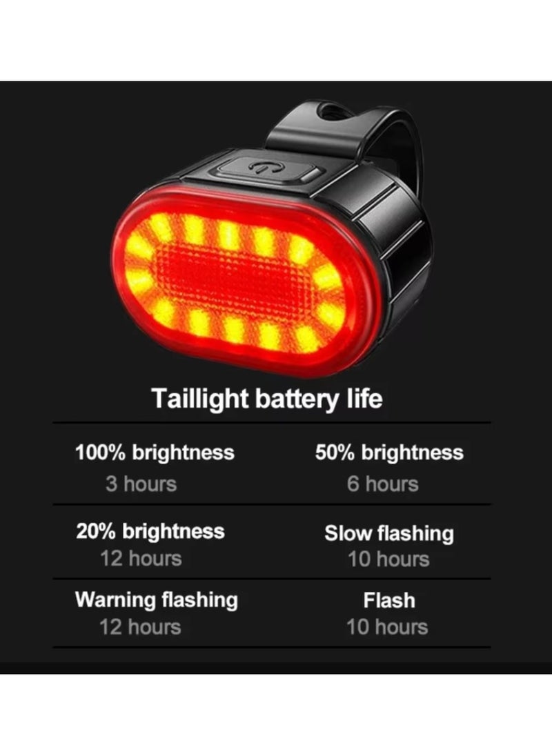 Bike Light Set –USB Rechargeable， Ultra Bright Front & Rear Bicycle Lights, IPX5 Waterproof, 10 Modes, Memory Function, Easy to Install, Perfect for Night Riding & Outdoor Use