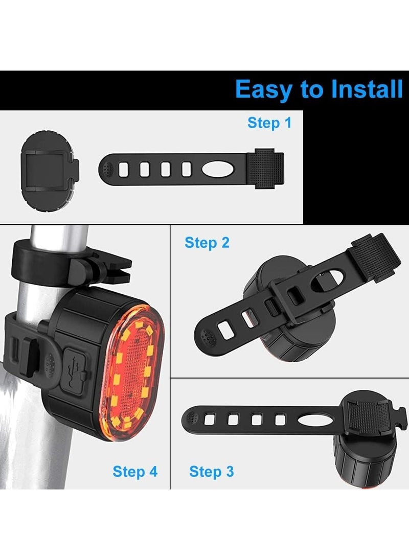 Bike Light Set –USB Rechargeable， Ultra Bright Front & Rear Bicycle Lights, IPX5 Waterproof, 10 Modes, Memory Function, Easy to Install, Perfect for Night Riding & Outdoor Use