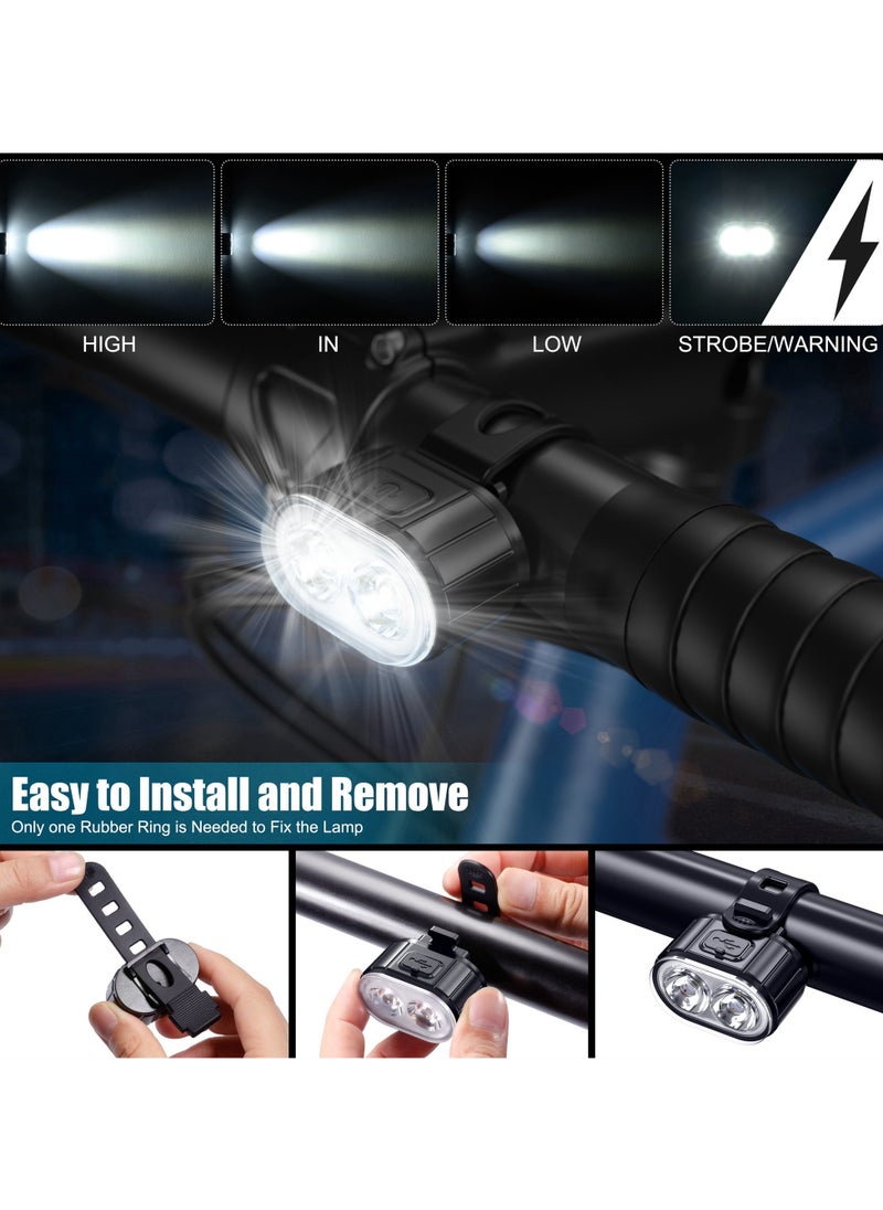 Bike Light Set –USB Rechargeable， Ultra Bright Front & Rear Bicycle Lights, IPX5 Waterproof, 10 Modes, Memory Function, Easy to Install, Perfect for Night Riding & Outdoor Use