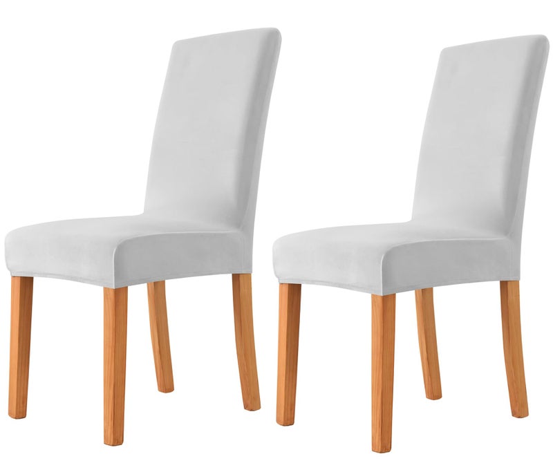 Deisy Dee Velvet Stretch Dining Room Chair Covers - Colorful and Washable Parson Chair Slipcovers - Stretchable Removable Furniture Protectors (2  Sliver) - Image 1