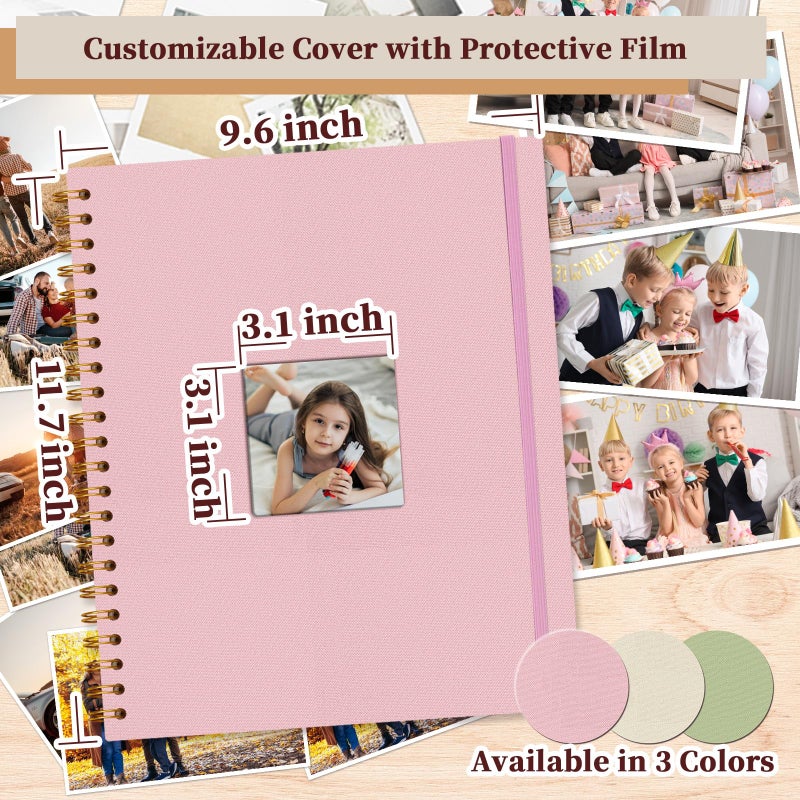 Hiwhy 8.5x11 Inch Scrapbook Photo Album, Linen Cover DIY Scrapbooks with 10 Sheets Plastic Sleeves 20 Pages Memory Book for Wedding Birthday Baby Travel (Pink) - Image 5