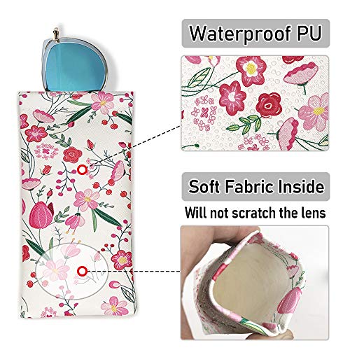 WOW DING 3 PACK Sunglasses Case, Eyeglasses Pouch for Women, Portable Leather Soft Glasses Cases with Cleaning Cloth - Image 4