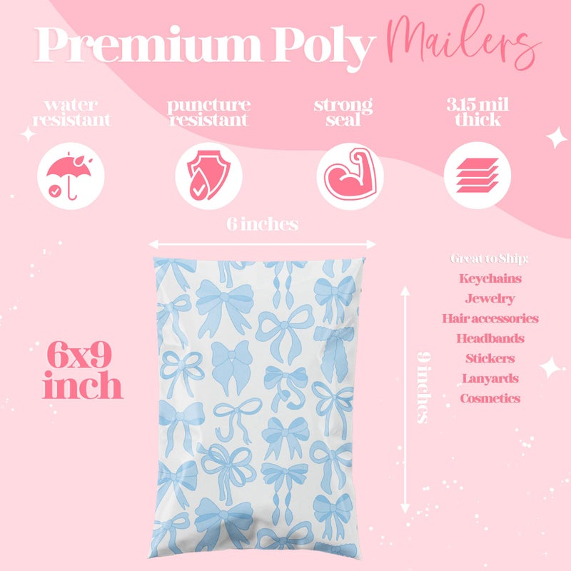 Pretty Package Store 6x9 Designer Poly Mailer 100 Pack Heavy Duty Waterproof Self Seal Shipping Bags for Small Business Large Mailing Envelopes Bulk Tear Resistant Packaging Pink Stripe Cherry Fruit - Image 3
