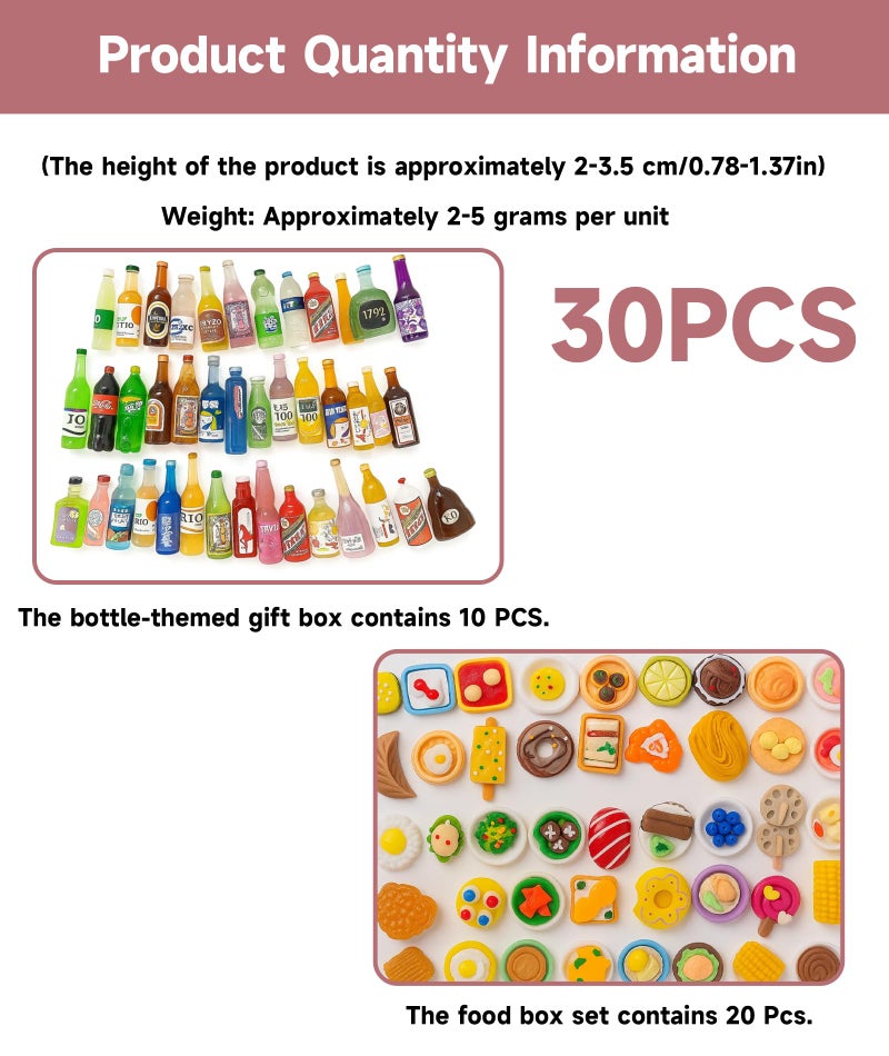 AGMITRAKA 30-Piece Miniature Toys Set, Miniature House Decorations with Miniature Food and Drinks, Creative Play and Learning Toys for Kids, Miniature Things for DIY Projects - Image 2