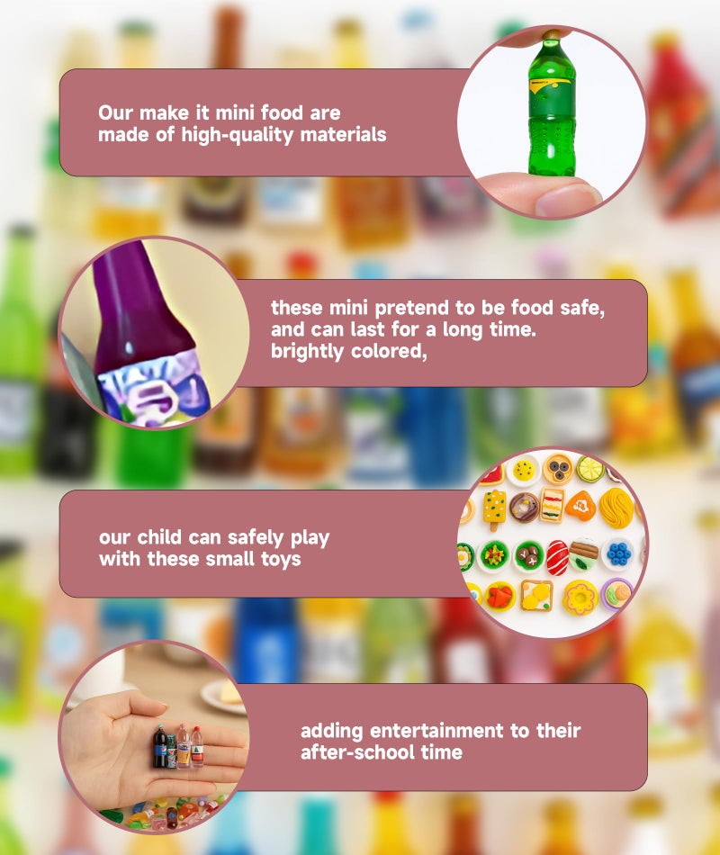 AGMITRAKA 30-Piece Miniature Toys Set, Miniature House Decorations with Miniature Food and Drinks, Creative Play and Learning Toys for Kids, Miniature Things for DIY Projects - Image 4