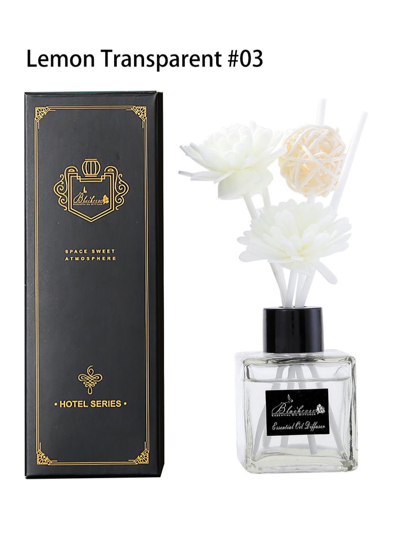 Blackrose - Essential Oil Diffuser Reed Diffuser with Incense Diffuser Sticks Flame Free Long Lasting Natural Elegant Air Freshener Odor Elimination for Hotel Home Office and Gift 50ml Lemon Fragrance - Image 1