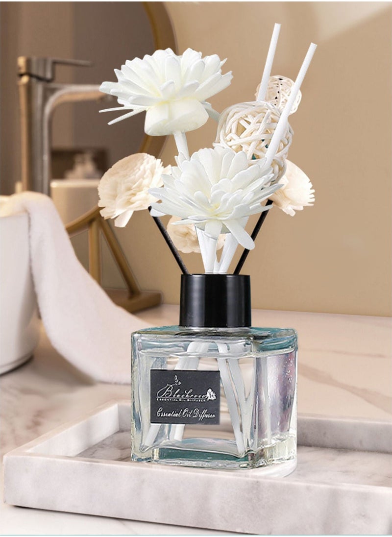 Blackrose - Essential Oil Diffuser Reed Diffuser with Incense Diffuser Sticks Flame Free Long Lasting Natural Elegant Air Freshener Odor Elimination for Hotel Home Office and Gift 50ml Lemon Fragrance - Image 1