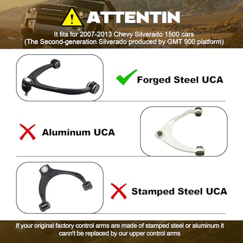 SKUCH 4X4 ACCESSORIES Front Upper Control Arms for 2-4" Lift - 2007-2018 Chevy Silverado GMC Sierra 1500, 2007-2013 Avalanche, Escalade EXT, 2007-2014 Suburban 1500, Tahoe,Yukon,XL, 2 Replacement Ball Joints, Wrinkle Red - Image 2