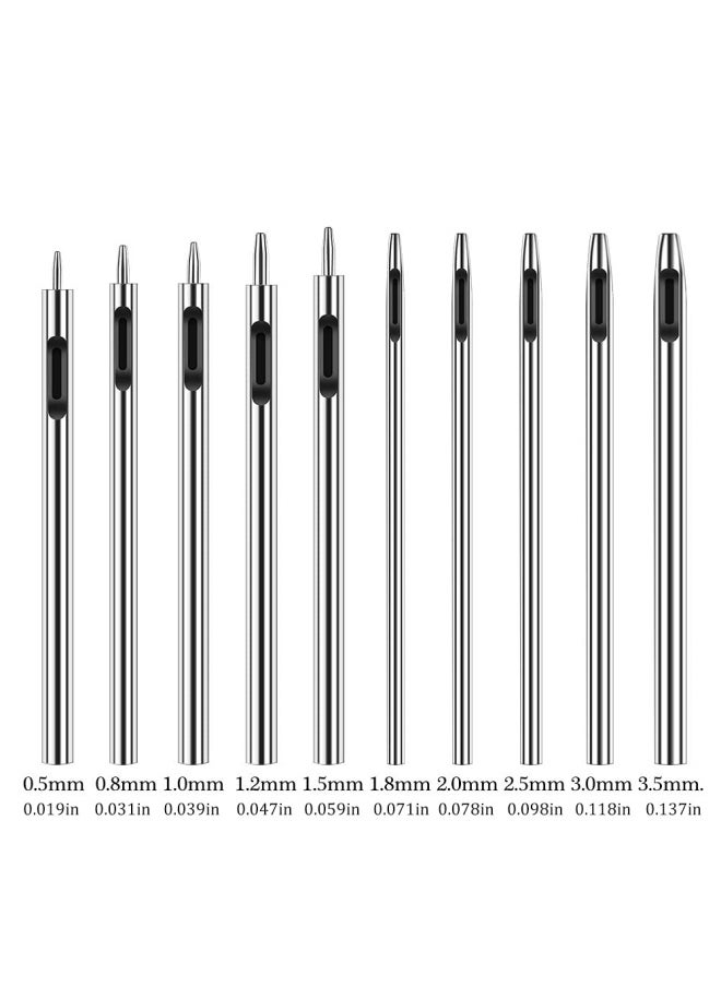 Generic Jmuiiu 10 Pieces Leather Hole Punch Cutter 0.5Mm-3.5Mm Hollow Punch Set For Leather Crafting Round Hollow Tools For Watch Bands Belts Canvas Paper Rubber Soft Material Working  - Image 2