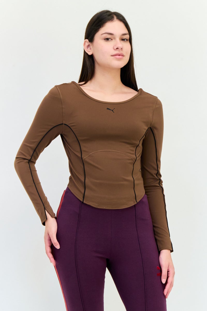 PUMA Women Sportswear Fit Long Sleeve Outdoor Top, Brown - Image 1