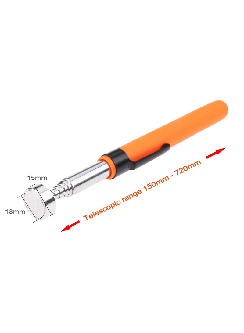 AROAQ Telescoping Magnetic Pickup Tools, Extendable Grabber Mechanic Tools, Mini Portable Telescopic Magnetic Magnet Pen For Picking Up Nut Bolt Extendable Pickup Rod Stick, ( 8LB Orange ) - Image 1
