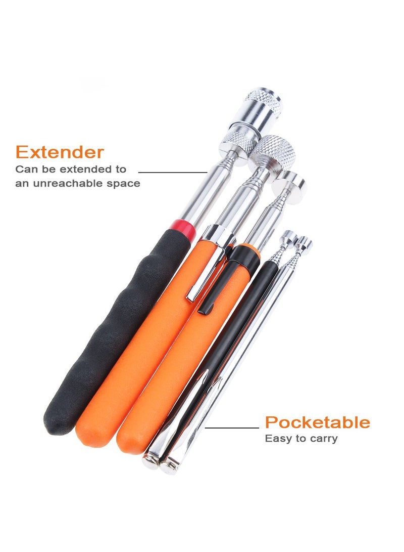 AROAQ Telescoping Magnetic Pickup Tools, Extendable Grabber Mechanic Tools, Mini Portable Telescopic Magnetic Magnet Pen For Picking Up Nut Bolt Extendable Pickup Rod Stick, ( 8LB Orange ) - Image 2