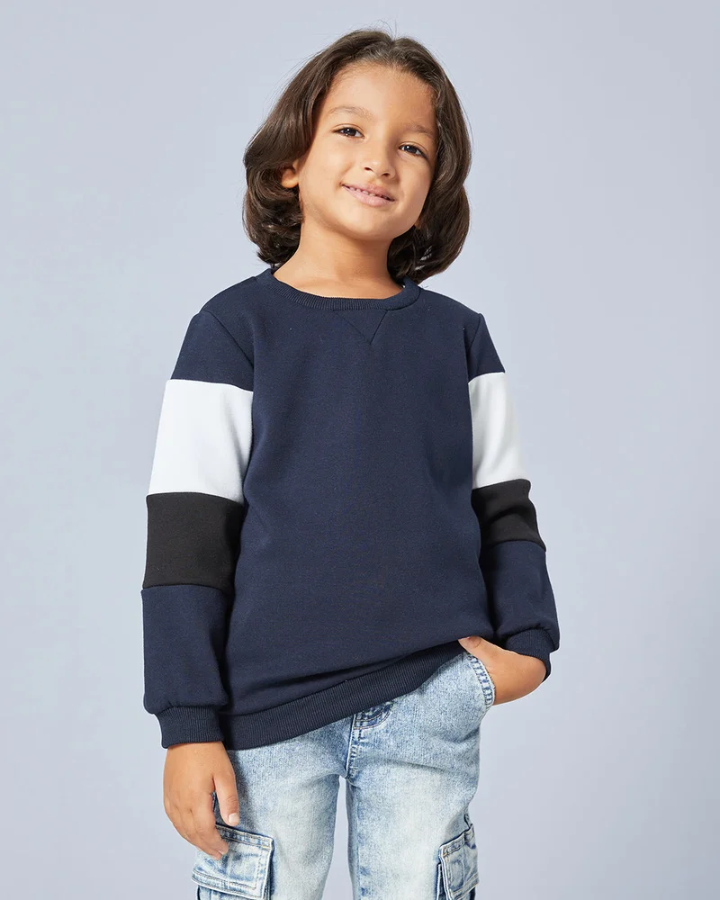 Redtag Boys Navy Long Sleeved Sweatshirt