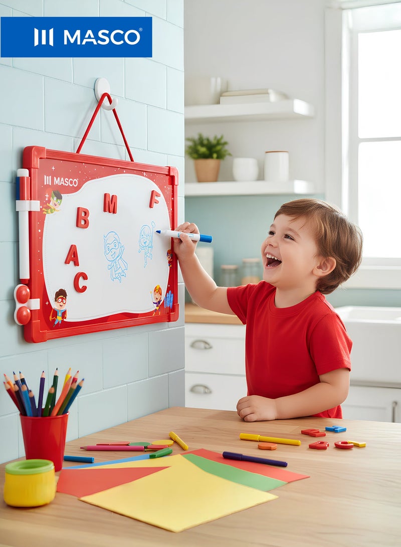 MASCO Kids White Board 30x40cm with Marker, Eraser & 2 Magnetic Pins – Assorted Colors - Image 5