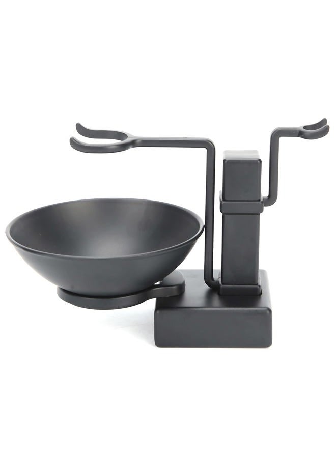 Shanrya Shaving Brush Holder, Black Stainless Steel Shaving Brush Razor Stand with Soap Bowl Set Razor Holder Stand for Men boyfriend Husband Lover - Image 1