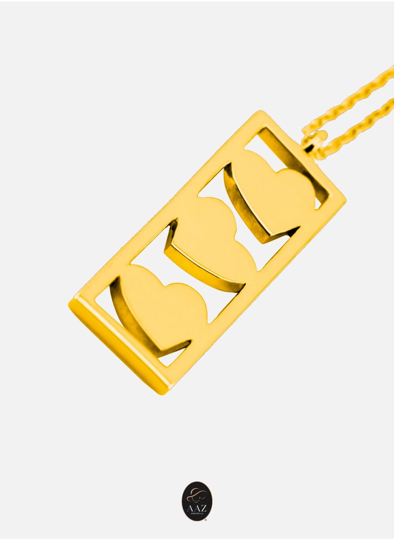 AAZ Jewellery L.L.C - Three Hearts 18K Gold Necklace - Image 1