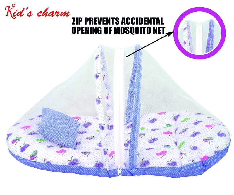 Kid's Charm Cherry 2 PCS Combo Set |3 in 1 Baby's Cotton Cum Carry Bed|2 in 1 Baby's Cotton Bed with Mosquito Net for 4-8 Months (Violet) - Image 5