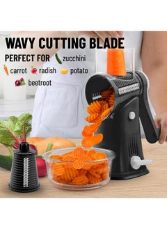 Zulay Kitchen Zulay Rotary Cheese Grater 5 Blade Cheese Shredder - Manual Hand Crank Cheese Grater With Reinforced Suction & 5 Interchangeable Drums - Easy to Use, Vegetable Chopper Round Mandoline Slicer - Black  - Image 4