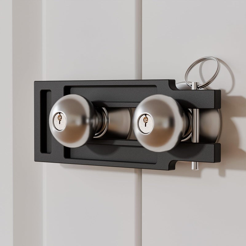 BINOTE French Door Lock for Double Doors, Adjustable Double Door Lock for Home Security Prevent Kick Ins, 3 Pin Slots for Various Knob Width - Image 1