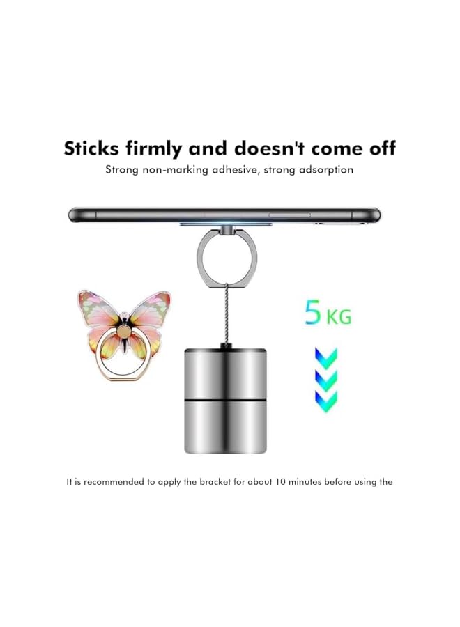 S-TOP Cute Butterfly Design Phone Ring Holder 360 Degree Rotating Metal Stand Adjustable Knob Loop Purple Blue 2 Pieces - Image 4