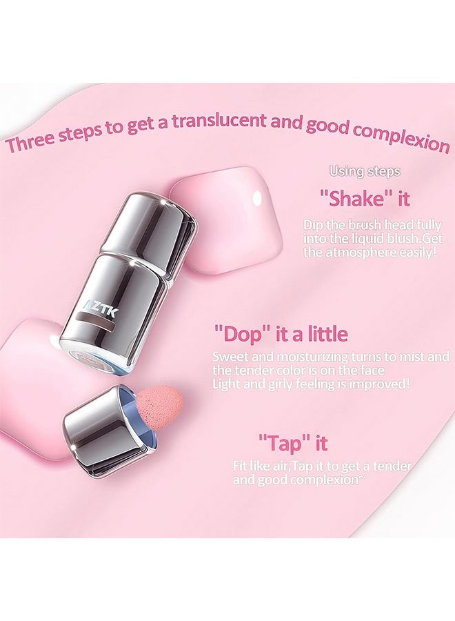 AZTK Jello Color Liquid Blush, Jelly Color Liquids Blushes With Sponge Head, Matte Nude Makeup Blusher Cream, Lasting, Lightweight, All-Day Moisturizing And Smooth, Lightweight Face Color, High-Pigment (JC06) - Image 5