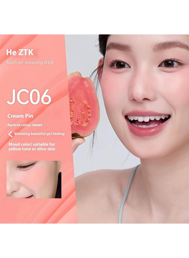 AZTK Jello Color Liquid Blush, Jelly Color Liquids Blushes With Sponge Head, Matte Nude Makeup Blusher Cream, Lasting, Lightweight, All-Day Moisturizing And Smooth, Lightweight Face Color, High-Pigment (JC06) - Image 3