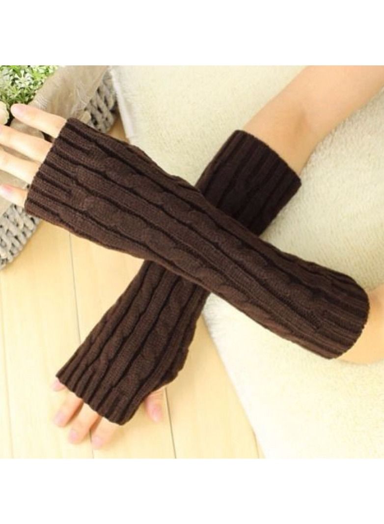 Loquat Fingerless Knitting Cotton Polyester Gloves Sleeves 