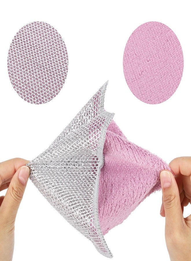 LoveBB 24 PCS Non Scratch Wire Dishcloth, Double-Layer Wire Dishwashing Rag & Microfiber Dish Cloths for Cleaning, 7.9 x 7.9 Inch - Image 2