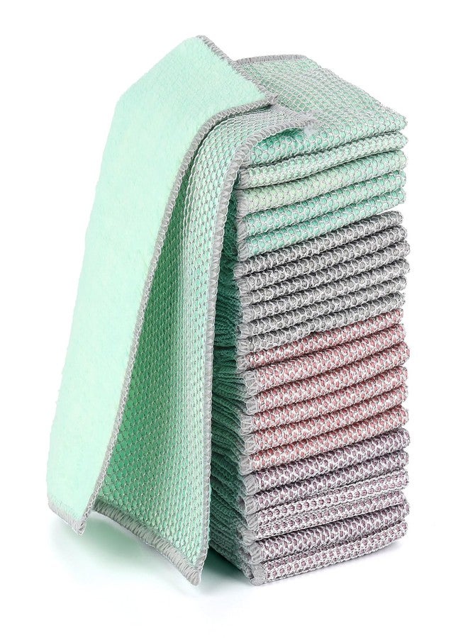 LoveBB 24 PCS Non Scratch Wire Dishcloth, Double-Layer Wire Dishwashing Rag & Microfiber Dish Cloths for Cleaning, 7.9 x 7.9 Inch - Image 1