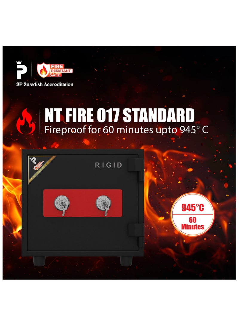 RIGID Fire Resistant Steel Safe with Dual Key Lock, 50Kg  - Image 2