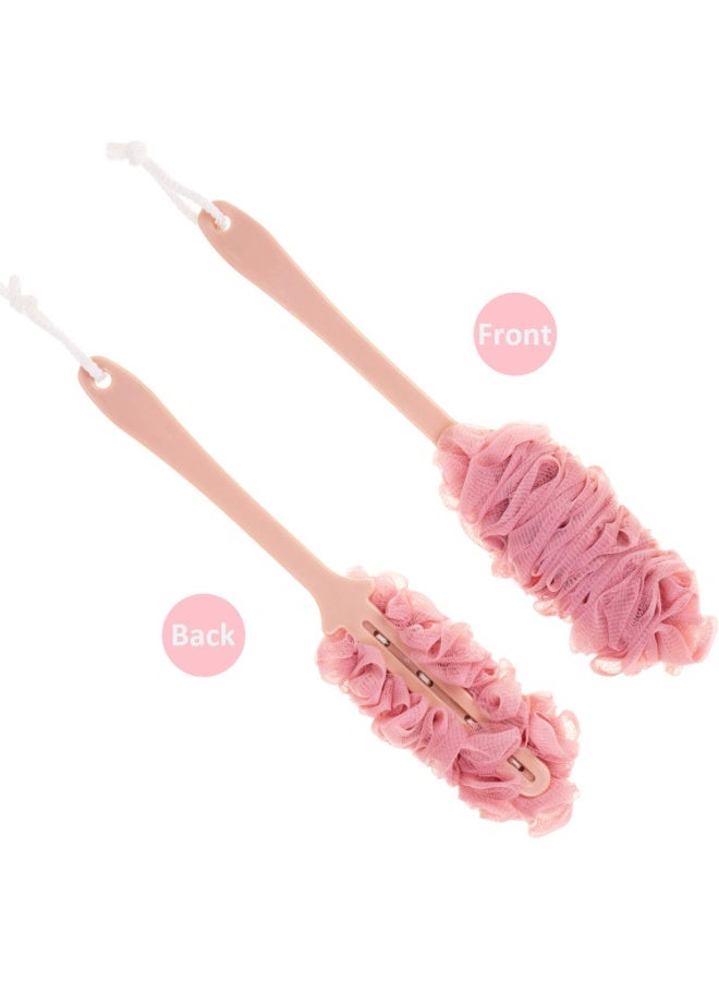 HOMESTAR Long Handle Loofah Bath Ball Brush | Soft Nylon Mesh Loofah Back Scrubber | Exfoliating Scrub Brush And Massage Brush | Exfoliating Shower Brush | Rich Lathering | Back Washer Bath Tool Suitable For Shower Men Women Elderly | 43*12.5 cm, Pink - Image 3