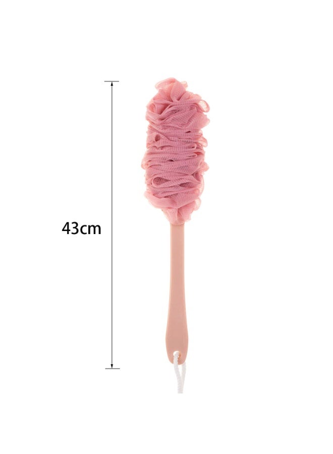 HOMESTAR Long Handle Loofah Bath Ball Brush | Soft Nylon Mesh Loofah Back Scrubber | Exfoliating Scrub Brush And Massage Brush | Exfoliating Shower Brush | Rich Lathering | Back Washer Bath Tool Suitable For Shower Men Women Elderly | 43*12.5 cm, Pink - Image 2