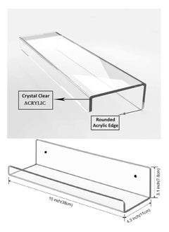 Saudi Deals Acrylic Floating Wall Shelves, No Drill Storage Shelf for keeping Books, Display Photo Frames in Bedroom, Living Room, Bathroom, Kitchen | Pack of 4  - Image 4