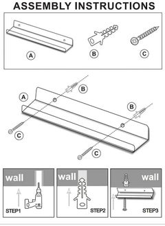 Saudi Deals Acrylic Floating Wall Shelves, No Drill Storage Shelf for keeping Books, Display Photo Frames in Bedroom, Living Room, Bathroom, Kitchen | Pack of 4  - Image 5