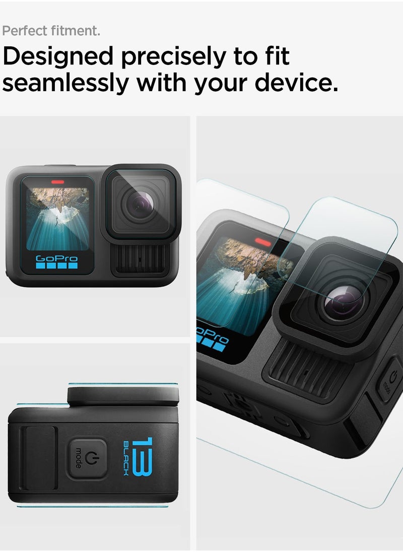 Spigen - GLAStR Slim for GoPro Hero 13 Black Screen Protector [MULTI PACK] Premium Tempered Glass & FILM [2 Pack Front Screen + 2 Pack Camera Lens + 2 Pack Back Screen Protectors] - Image 1