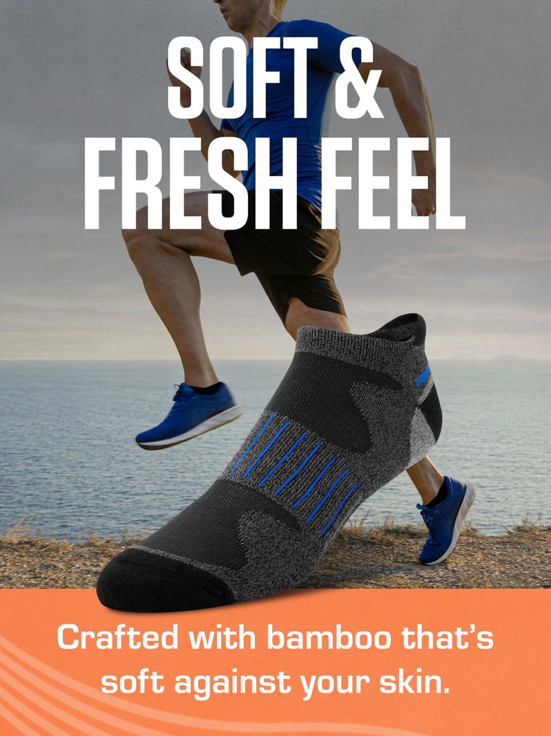 SOF SOLE Menâ€™s Performance Bamboo No-Show Socks (Multi-pack) - Ultra-Soft Rayon - Arch Band Support, Cushioned Heel, Toe & Tab - Breathable, Keeps Feet Dry & Fresh - Flexible Fit for All-Day Wear - Image 2
