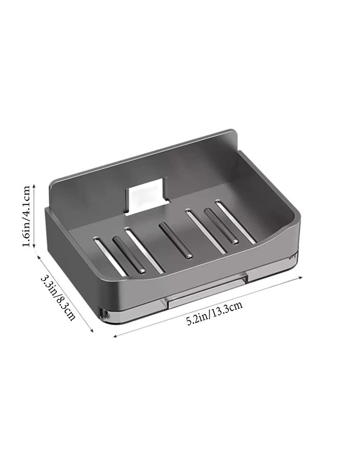 Wall Mounted Shower Soap Holder 2 Pack Grey - Bar Soap Dish with 4 Hooks, No Drilling Nail-Free Adhesive Sticker, Bathroom Soap Tray for Home Bath & Shower Accessories - Image 2
