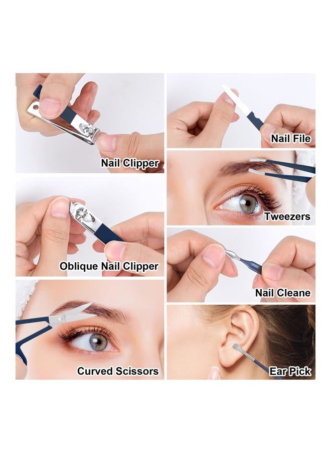 LifHap Manicure Set-Stainless Steel Nail Care Set-Professional 7 in 1 Ingrown Toenail Clipper Grooming Tool-Pedicure Kit & Toe Nail Cutter-Thick Nail Scissors Toiletries with Cuticle Trimmer (Blue) - Image 3