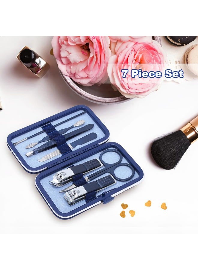 LifHap Manicure Set-Stainless Steel Nail Care Set-Professional 7 in 1 Ingrown Toenail Clipper Grooming Tool-Pedicure Kit & Toe Nail Cutter-Thick Nail Scissors Toiletries with Cuticle Trimmer (Blue) - Image 4
