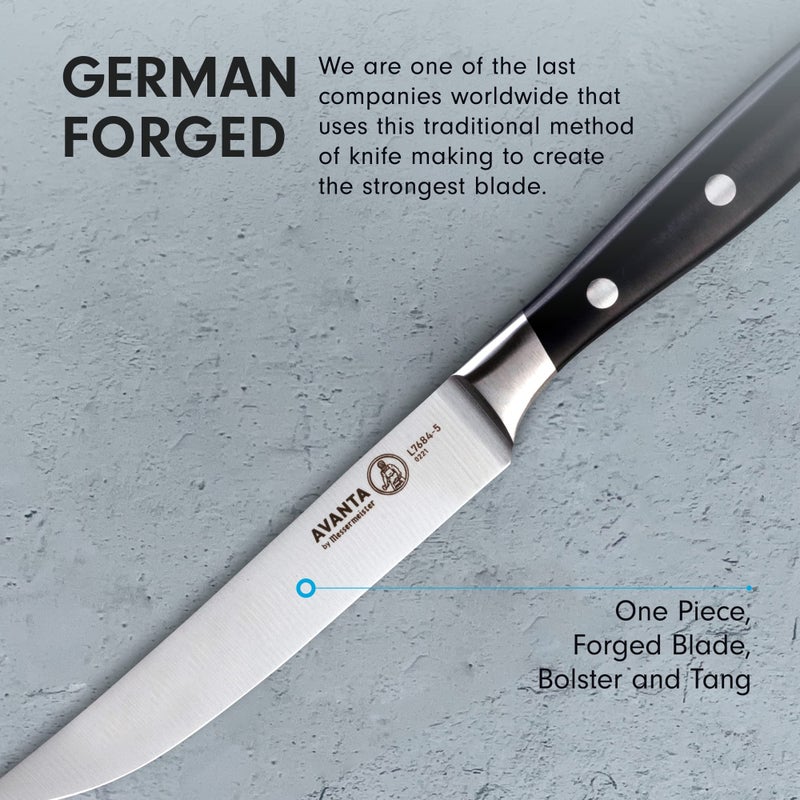 Messermeister Messermeister Avanta 5” Fine Edge Steak Knife Set - German X50 Stainless Steel - Rust Resistant & Easy to Maintain - Includes 4 Steak Knives  - Image 5