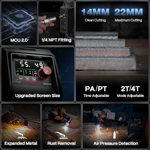 ARCCAPTAIN iControl CUT55 Prolux Plasma Cutter Machine, [APP Control] 55 Amp Non-Touch Pilot Arc, 120V/240V, Upgraded LED Display, Expanded Metal, Rust Removal, Air Pressure Detection for Home DIY - Image 2