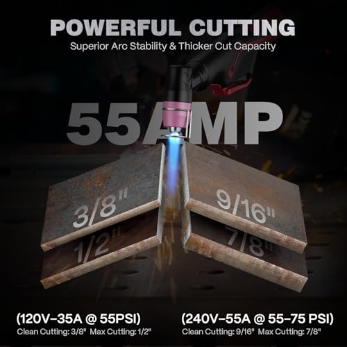 ARCCAPTAIN iControl CUT55 Prolux Plasma Cutter Machine, [APP Control] 55 Amp Non-Touch Pilot Arc, 120V/240V, Upgraded LED Display, Expanded Metal, Rust Removal, Air Pressure Detection for Home DIY - Image 3