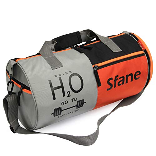 Sfane Gym Bags for Men with Separate Shoe Compartment Sports Gym Bag for Women Duffle Bags for Gym, Duffel Bags Sports Bag - Grey & Orange - Image 4