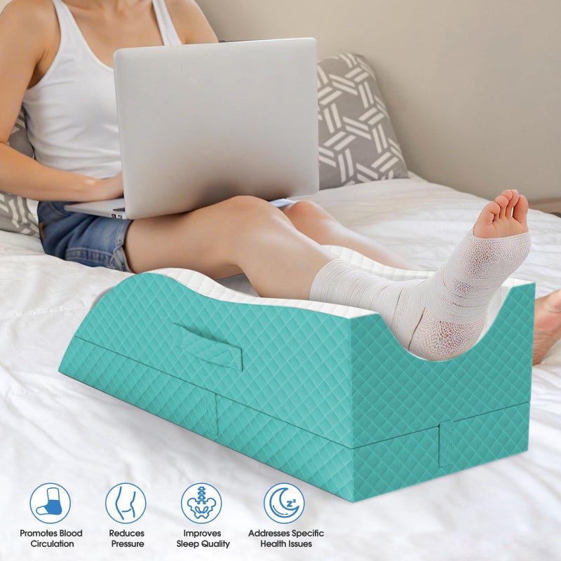 TranquilRelax Elevation Pillows for Leg After Surgery, Memory Foam Adjustable Wedge Pillow for Injury or Rest, Ankle Pillow for Sleeping Blood Circulation Green/Single Leg - Image 5