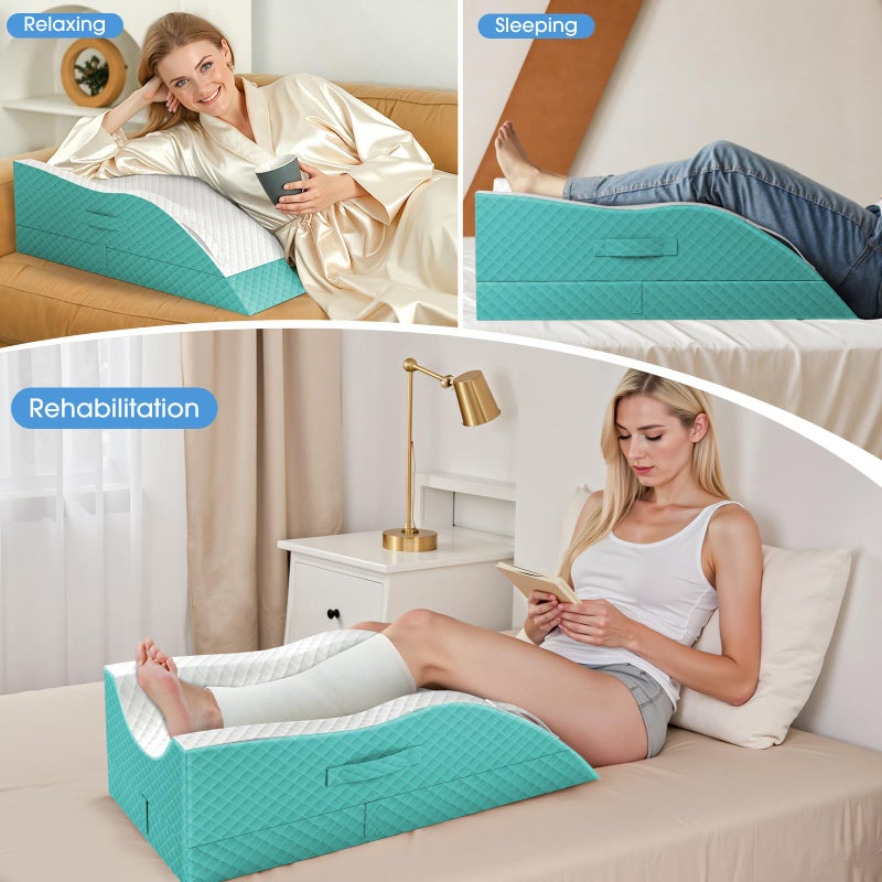 TranquilRelax Elevation Pillows for Leg After Surgery, Memory Foam Adjustable Wedge Pillow for Injury or Rest, Ankle Pillow for Sleeping Blood Circulation Green/Single Leg - Image 3
