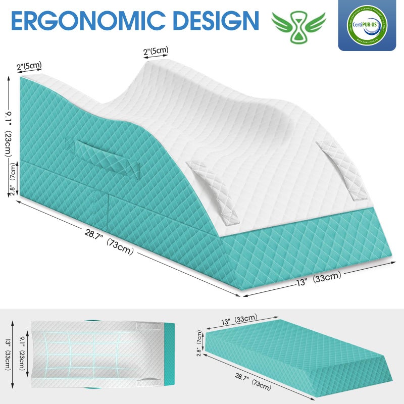 TranquilRelax Elevation Pillows for Leg After Surgery, Memory Foam Adjustable Wedge Pillow for Injury or Rest, Ankle Pillow for Sleeping Blood Circulation Green/Single Leg - Image 2